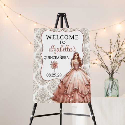 Rose Gold Quinceaera Dress Welcome Sign