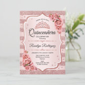 Rose Gold Quinceanera Invitation (Standing Front)