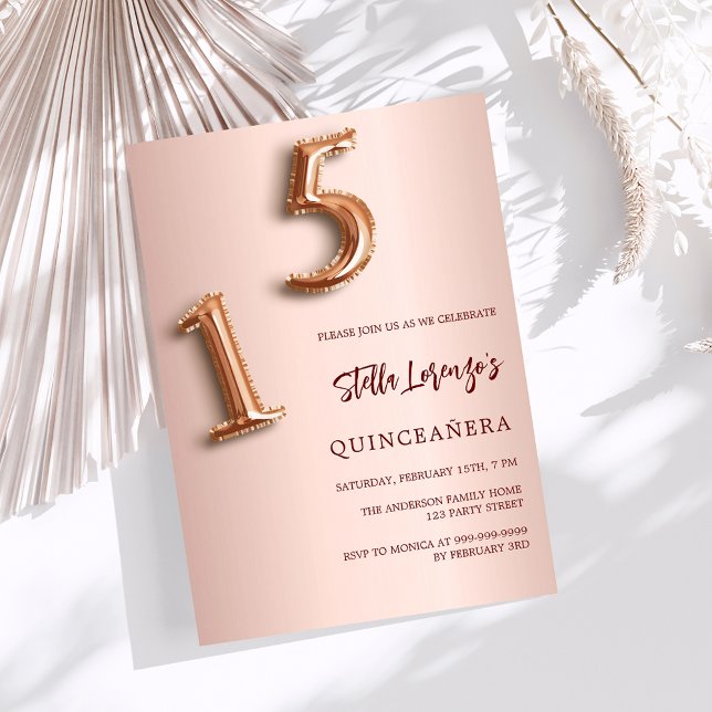 Rose gold Quinceanera Invitation (Creator Uploaded)