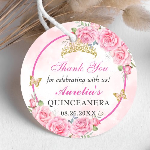 Rose Gold Quinceanera Miss Quince 15 Anos Birthday Favor Tags