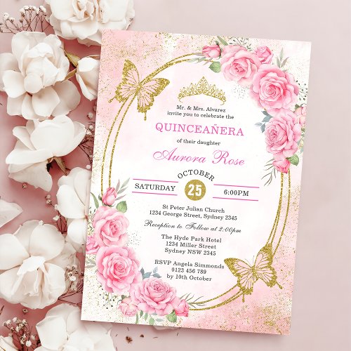 Rose Gold Quinceanera Miss Quince 15 Anos Birthday Invitation