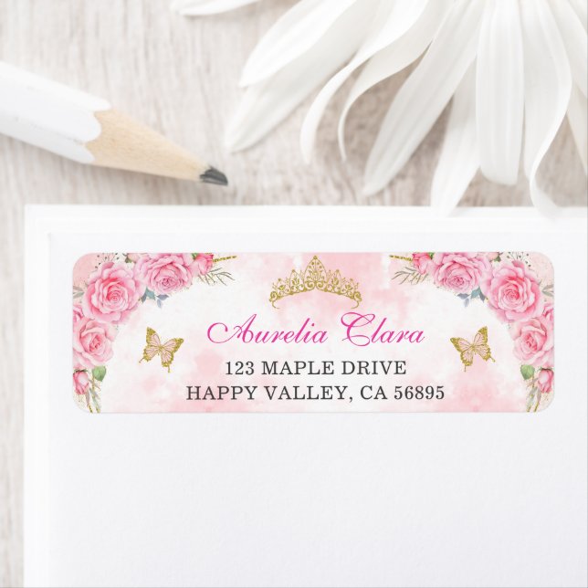 Rose Gold Quinceanera Miss Quince 15 Anos Birthday Label (Insitu)