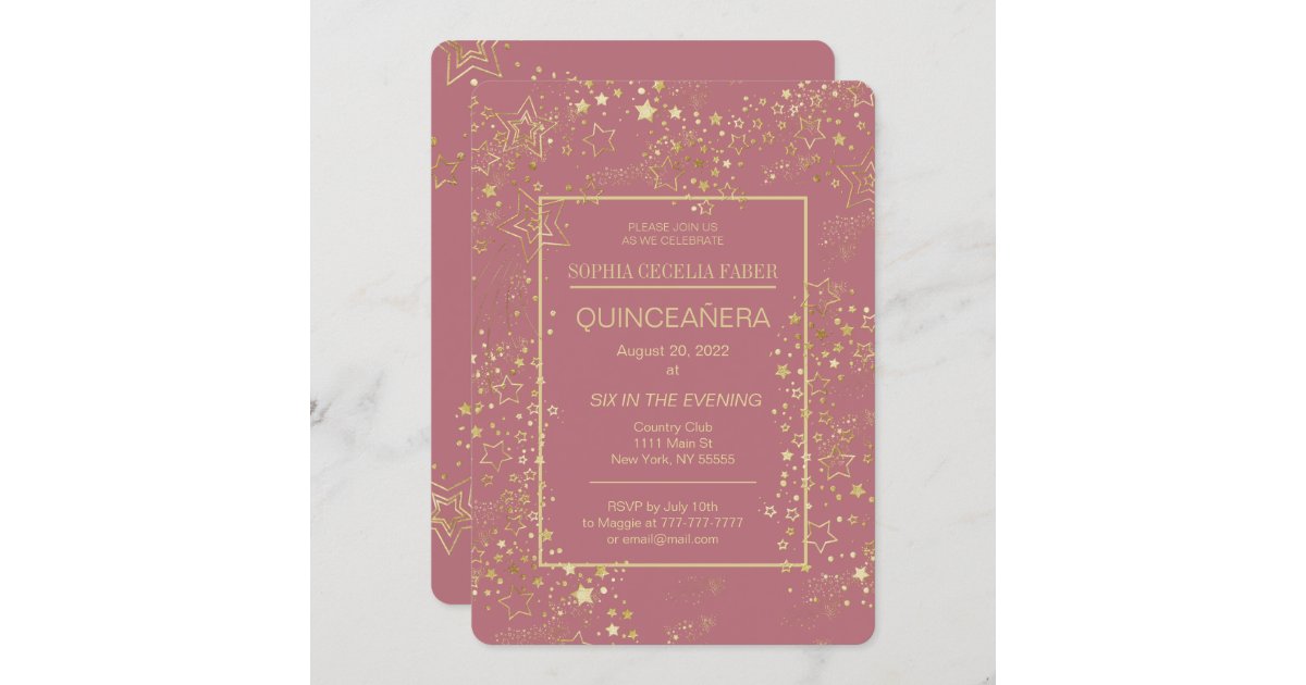 Rose Gold Quinceañera Party Invitation Zazzle 