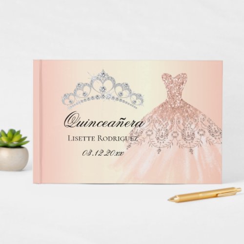 Rose Gold Quinceanera Personalized Guest Book