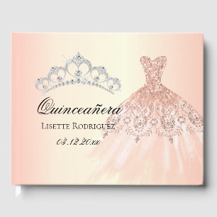 Rose Gold Quinceanera Personalized Guest Book