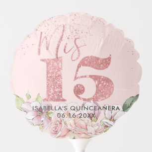 Rose Gold Quinceañera Personalized Party Balloon