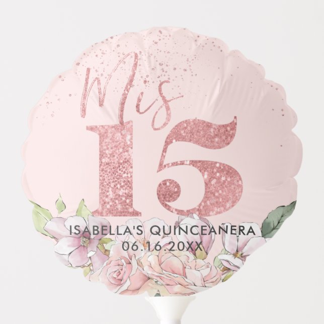 Rose Gold Quinceañera Personalized Party Balloon (Front)