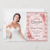 Rose Gold Quinceanera With Photo Invitation (Front)