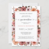 Rose Gold Quinceañera with Pink and Blush Floral Invitation (Front)