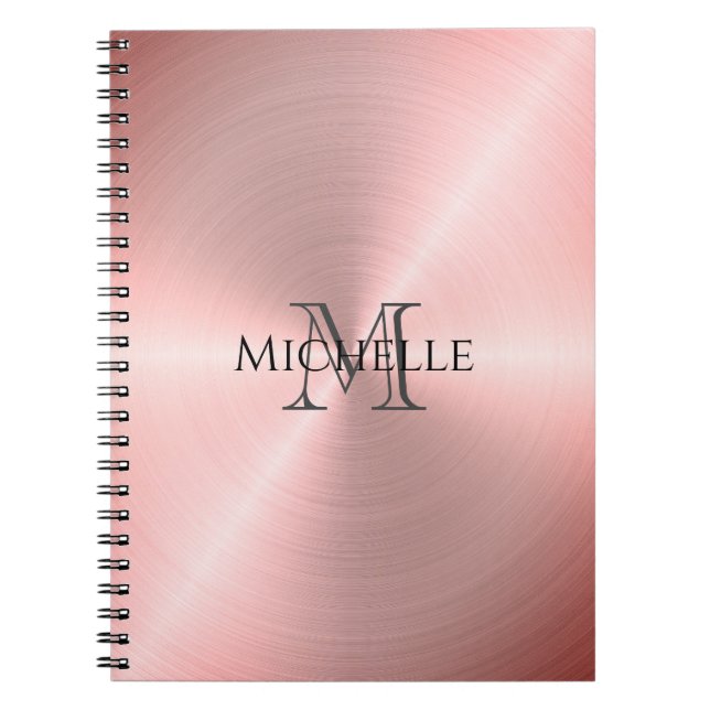Rose Gold Radial Metallic Monogram Notebook (Front)