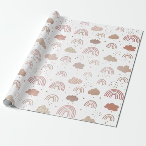 Rose Gold Rainbow Pattern Wrapping Paper
