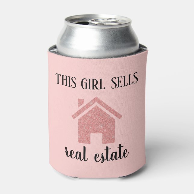 Rose Gold Real Estate Agent  Can Cooler (Can Front)