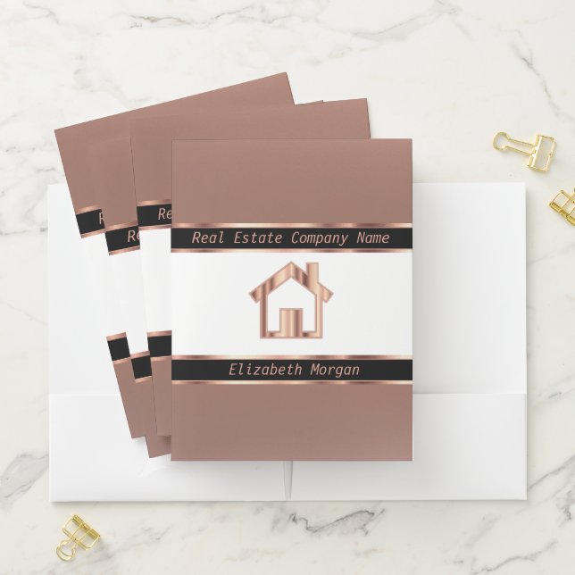 Rose Gold Real Estate Design Pocket Folder (In Situ)