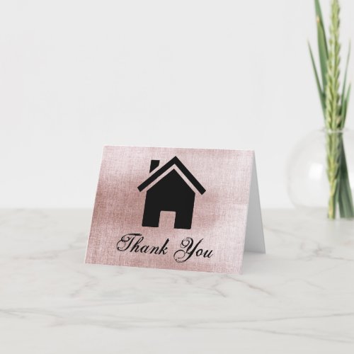 Rose Gold Real Estate Thank You Card