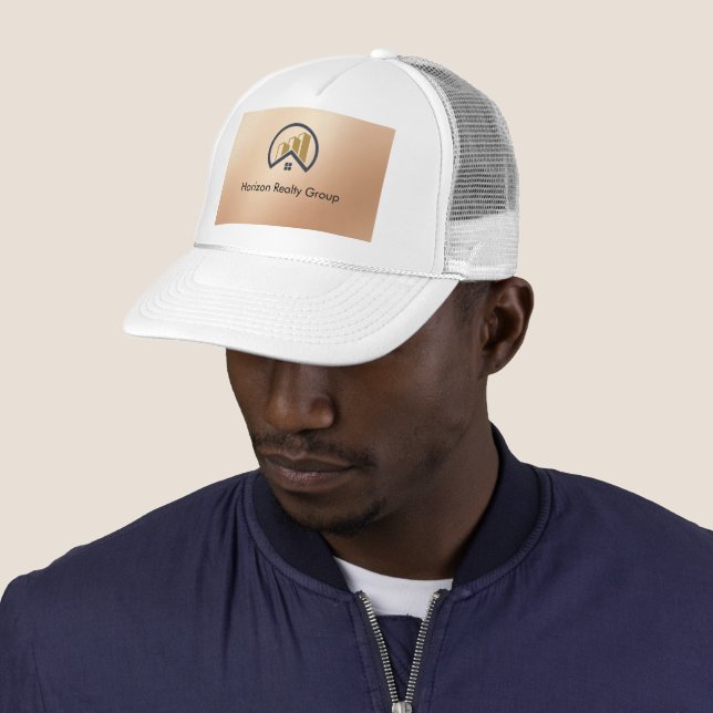 Rose Gold | Red Color Real Estate Trucker Hat (In Situ)