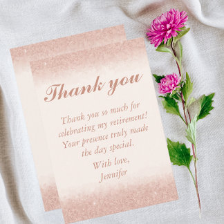 Rose gold Retirement Party Thank You Card