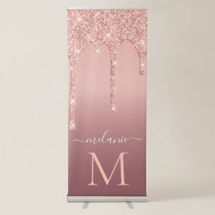 Rose Gold Retractable Banner Custom Name Letter
