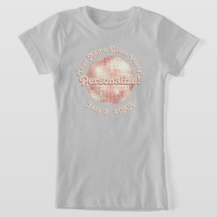 Rose Gold Retro Disco Ball PERSONALIZED T-Shirt