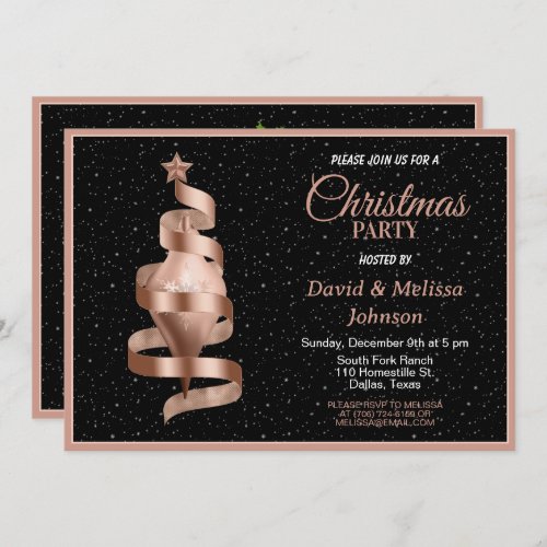 Rose Gold Ribbon  Bauble Party invitation