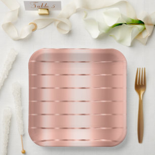 Rose Gold Ribbon Bridal Shower Paper Plates