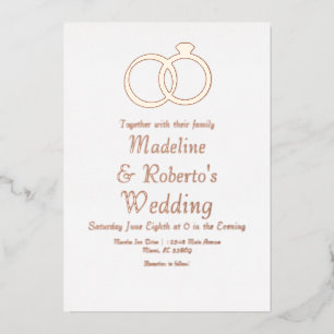 Rose Gold Rings Wedding Pressed Foil Invitations