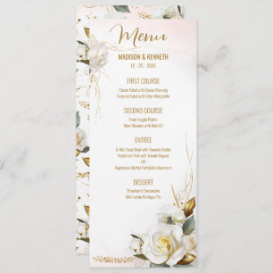 Rose Gold Romantic Floral Wedding Menu