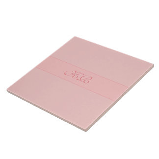 Rose gold / Rose quartz with your initials Ceramic Tile