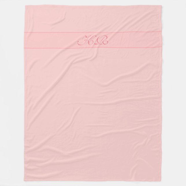 Rose gold / Rose quartz with your initials Fleece Blanket (Front)