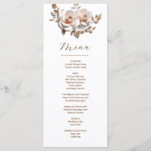Rose Gold Roses Sculptural 3D Flower Wedding Menu