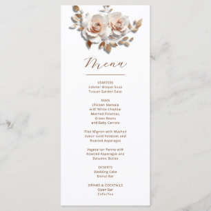 Rose Gold Roses Sculptural 3D Flower Wedding Menu