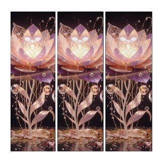Rose Gold Royal Bloom: Pearl Halo Elegance Triptych