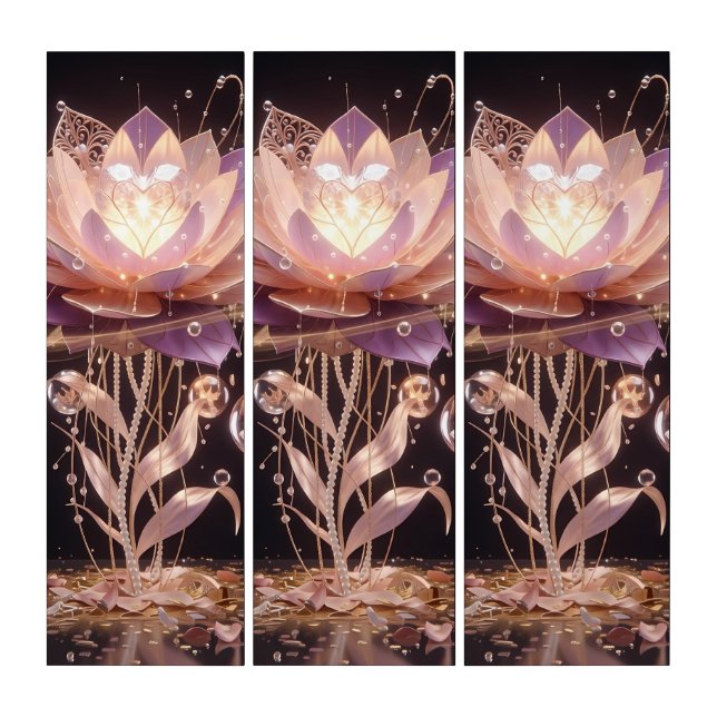 Rose Gold Royal Bloom: Pearl Halo Elegance Triptych (Front)