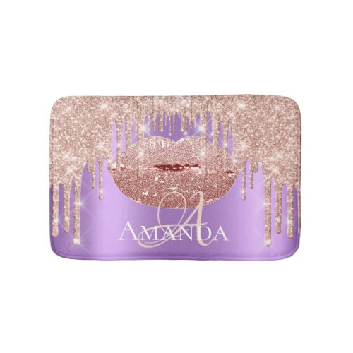 Rose Gold Royal Glitter Name Monogram Makeup Bath Mat