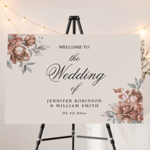 Rose Gold Rustic Floral Elegant Wedding Welcome Foam Board