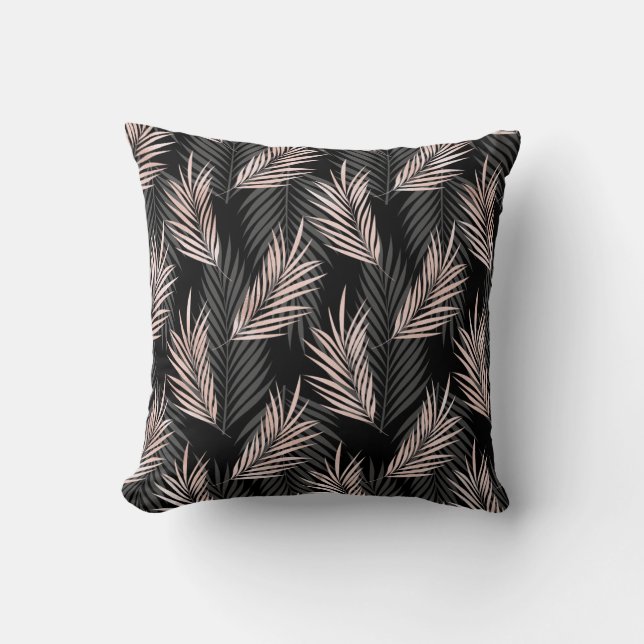 Rose gold safari, palm leaf paper. throw pillow (Front)