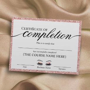 Rose Gold Salon Certificate of Completion Award