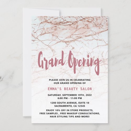 Rose Gold Salon Grand Opening Invitation