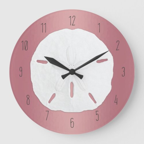 Rose Gold Sand Dollar Beach Numbers Large Clock