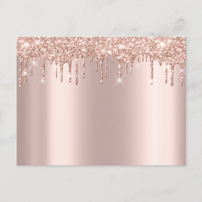 Rose Gold Sark Drips Minimal Simply Glam Announcement Postcard (Front)