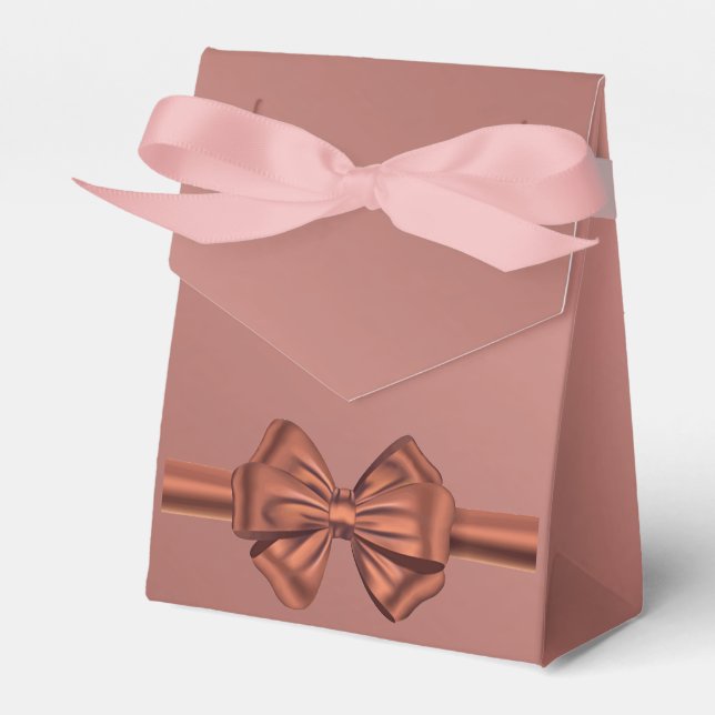 Rose Gold Satin Bow – Favor Boxes (Front Side)