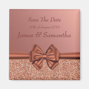 Rose Gold Satin Bow – Save The Date Magnet
