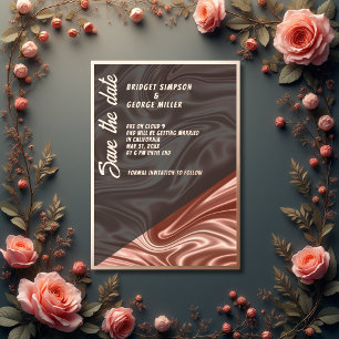 rose gold satin cloud 9 wedding save the date foil invitation