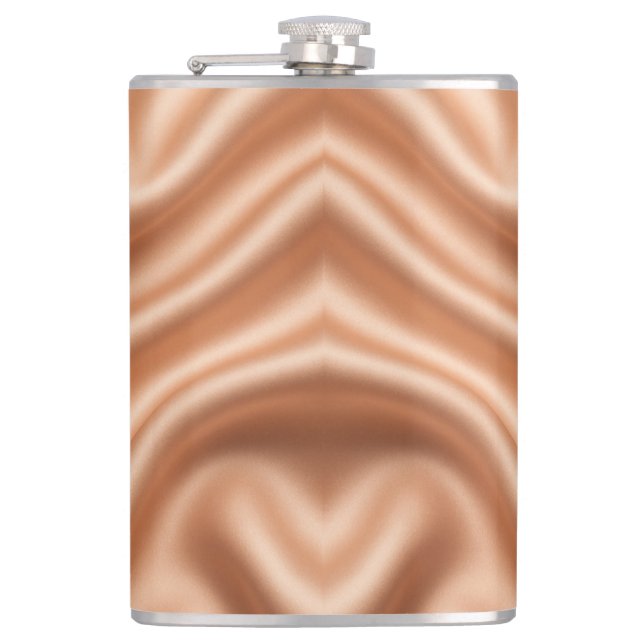 Rose Gold Satin Silk Abstract Luxury Pattern Flask (Front)