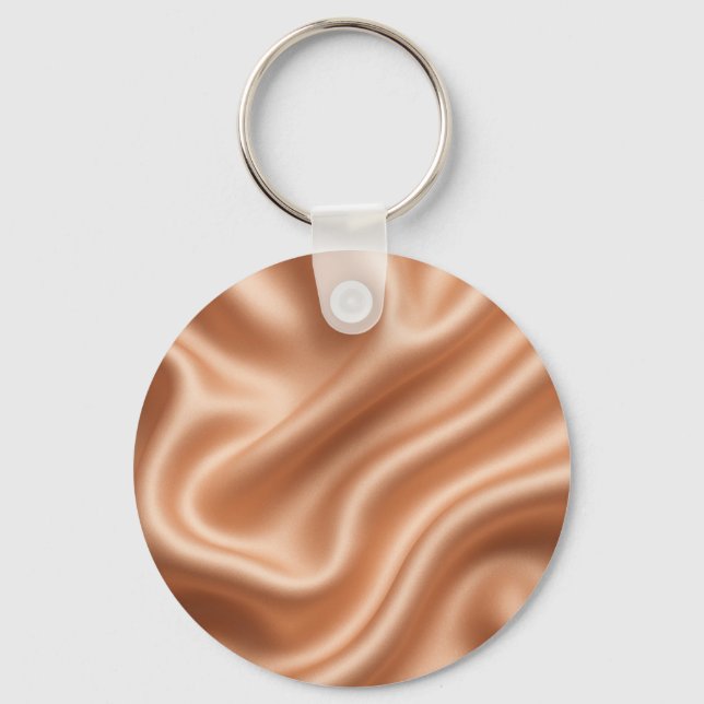 Rose Gold Satin Silk Abstract Luxury Pattern Keychain (Front)