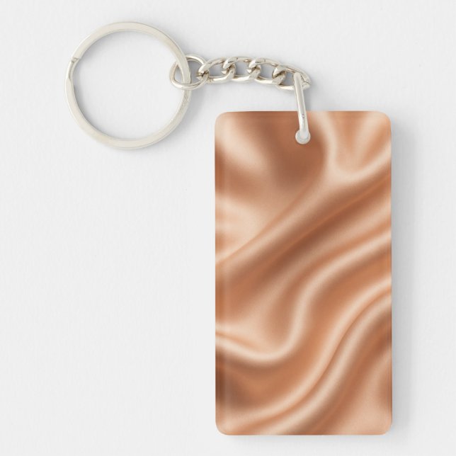 Rose Gold Satin Silk Abstract Luxury Pattern Keychain (Front)