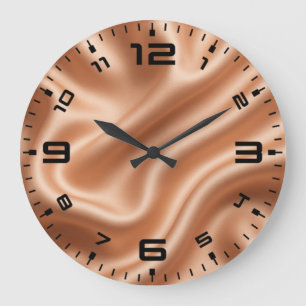 Rose Gold Satin Silk Abstract Luxury Pattern Large Clock