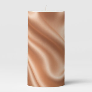 Rose Gold Satin Silk Abstract Luxury Pattern Pillar Candle