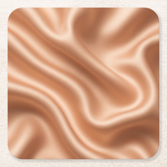 Rose Gold Satin Silk Abstract Luxury Pattern Square Paper Coaster (Front)