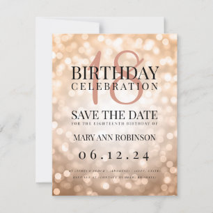 Rose Gold Save the Date 18th Birthday Party