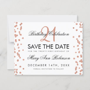 Rose Gold Save the Date 21st Birthday Confetti